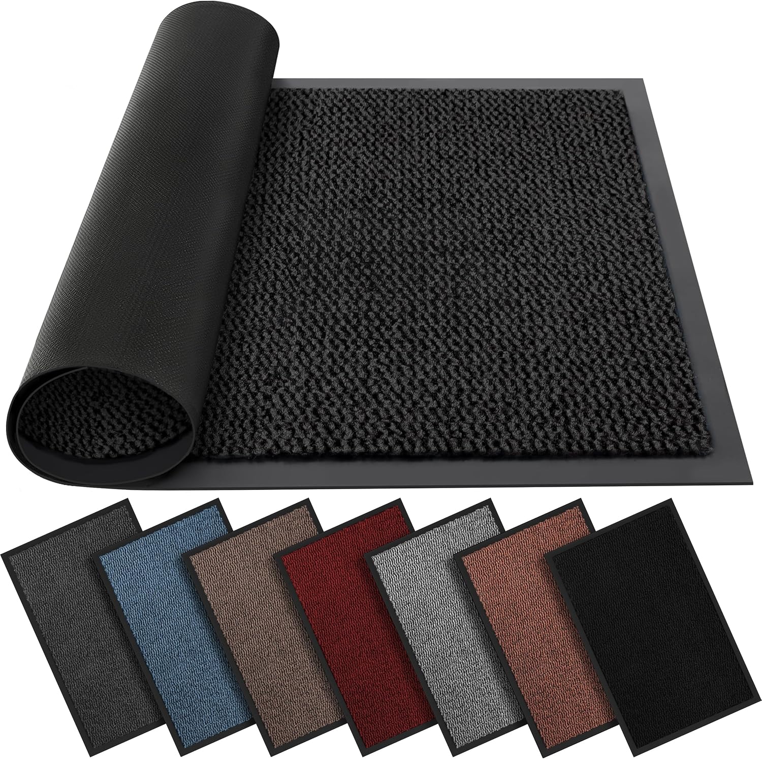 BLADO Washable Door Mats Indoor & Outdoor - Non-Slippery Heavy Duty - Stylish & Large Rubber - Perfect Dust Grabbing Doormats (Anthracite, 40cm x 60cm)