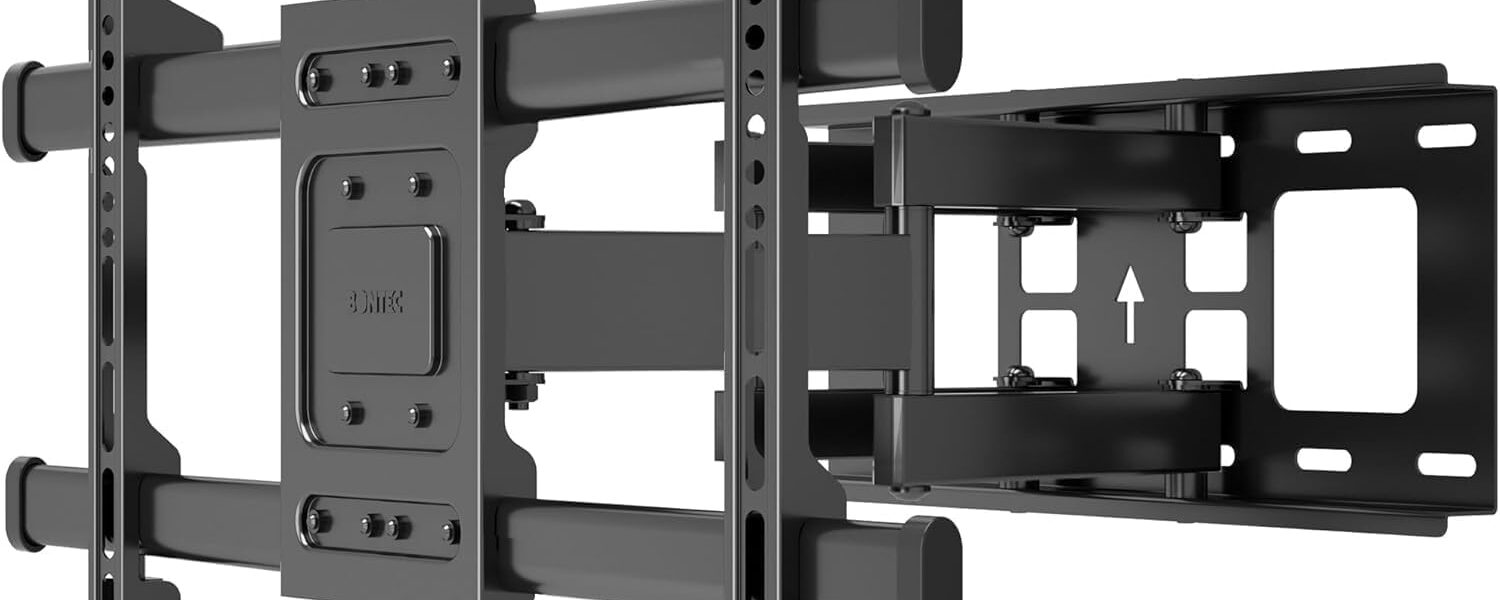 BONTEC TV Wall Bracket for 32-85 Inch LED LCD, Full Motion Swivel Tilt TV Wall Mount, Heavy Duty Dual Arms up to 60kg, Max VESA 600x400mm, Universal TV Mount with Bubble Level and Cable Ties