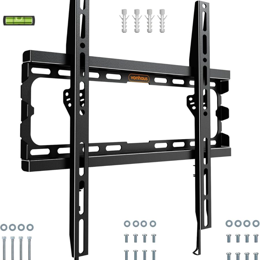 VonHaus TV Wall Bracket for 32-70" Screens, Ultra-Slim TV Bracket with Spirit Level, Flat to Wall Mount, 45kg Capacity, Max VESA: 400x400mm