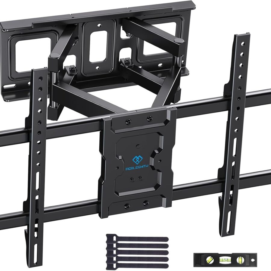 PERLESMITH TV Wall Bracket, for 37-85 Inch TVs up to 60kg, Swivel Tilt Extend TV Wall Mount, 55 65 inch Wall Brackets max VESA 600x400mm, PSPILFK1