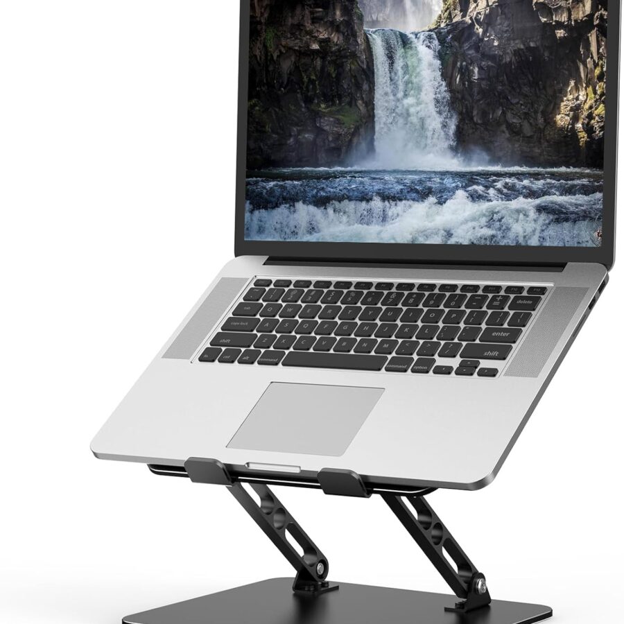 Nayka Adjustable Laptop Stand for Desk, Metal Foldable Laptop Riser, Portable Laptop Holder Desktop Book Stands, Ventilated Cooling Computer Notebook Stand Compatible with 10-15.6” Laptops