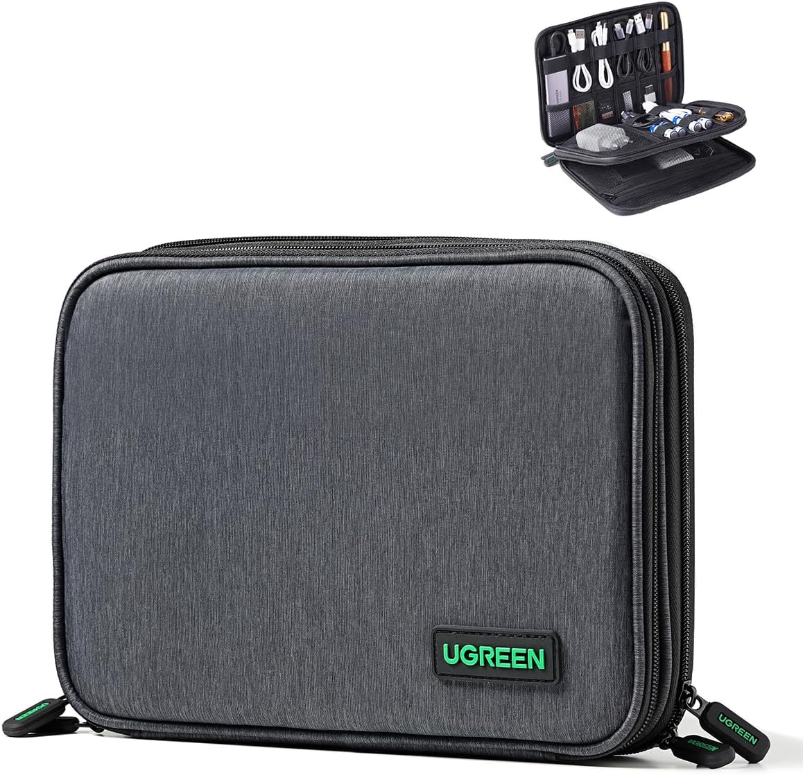 UGREEN Travel Accessories, Portable Bag Electronics Organiser Large Capacity Tech Pouch Compatible with Small Gadget USB Charging Cable Charger Adapter Power Bank Hard Drive SD Card(M)