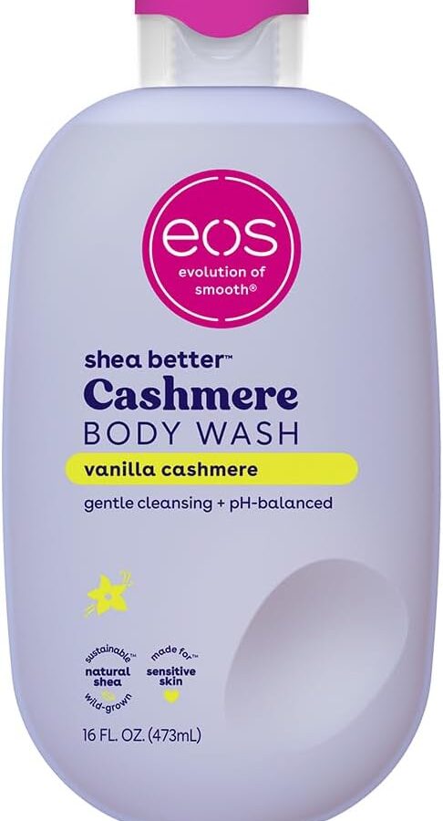 eos Shea Better Cashmere Vanilla, Moisturizing and Nourishing Body Wash with pH-Balanced Cream Gel Formula, Free from Parabens and Phthalates, Sensitive Skin, 400 ml