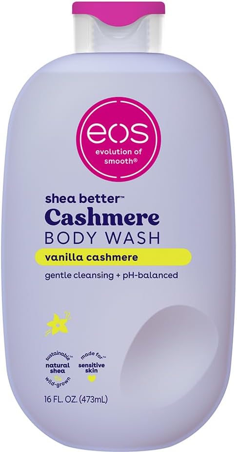 eos Shea Better Cashmere Vanilla, Moisturizing and Nourishing Body Wash with pH-Balanced Cream Gel Formula, Free from Parabens and Phthalates, Sensitive Skin, 400 ml