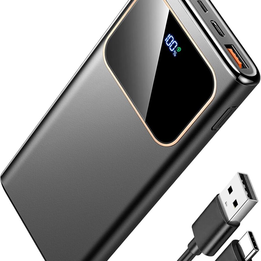 Power Bank Fast Charging 10000mAh, 22.5W Portable Charger USB C Input & Output Powerbank with LED Display, PD3.0 QC4.0 Phone Battery Pack for iPhone17/16/15/14/13/12, Android More，2026 Black