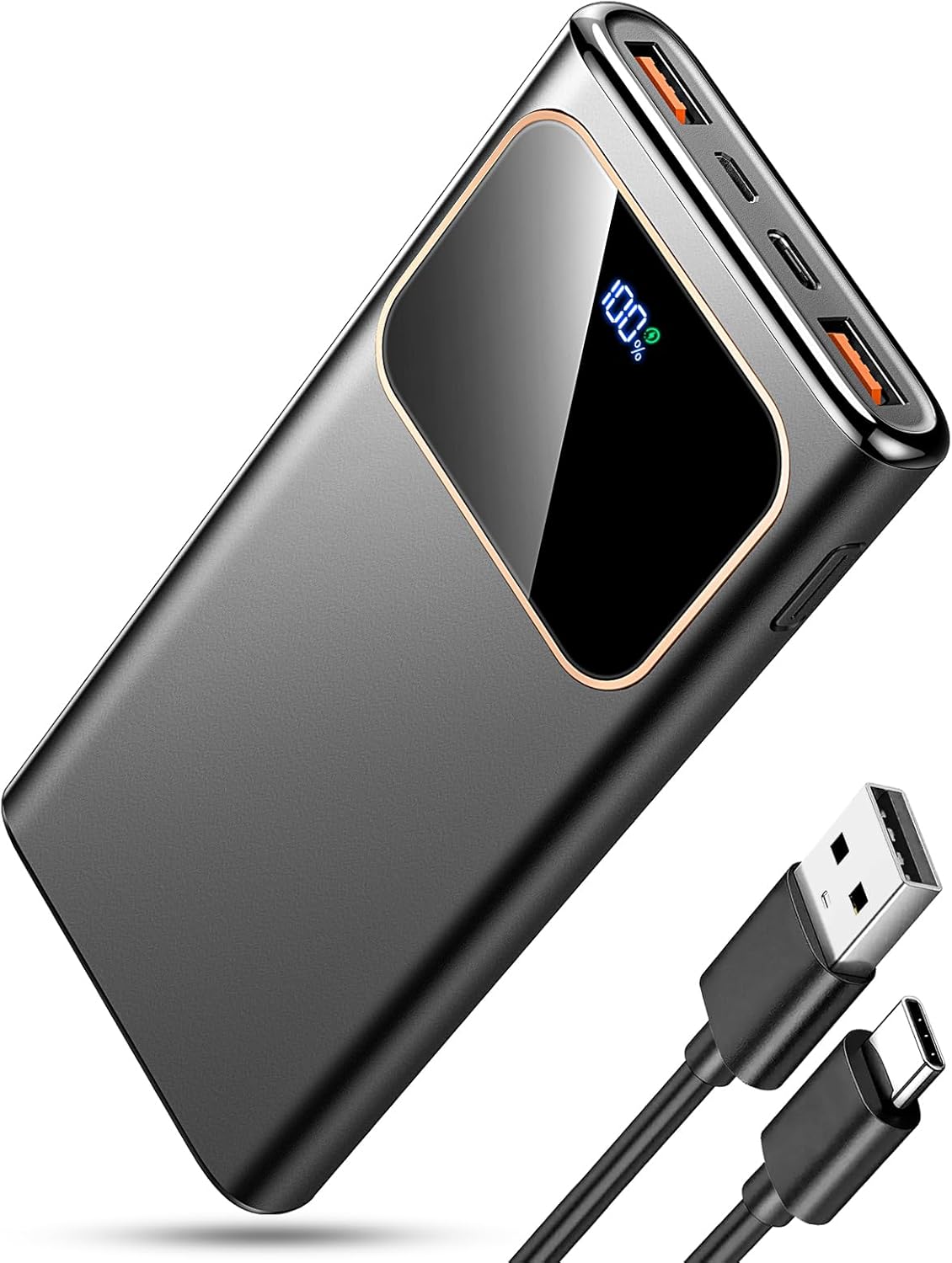 Power Bank Fast Charging 10000mAh, 22.5W Portable Charger USB C Input & Output Powerbank with LED Display, PD3.0 QC4.0 Phone Battery Pack for iPhone17/16/15/14/13/12, Android More，2026 Black