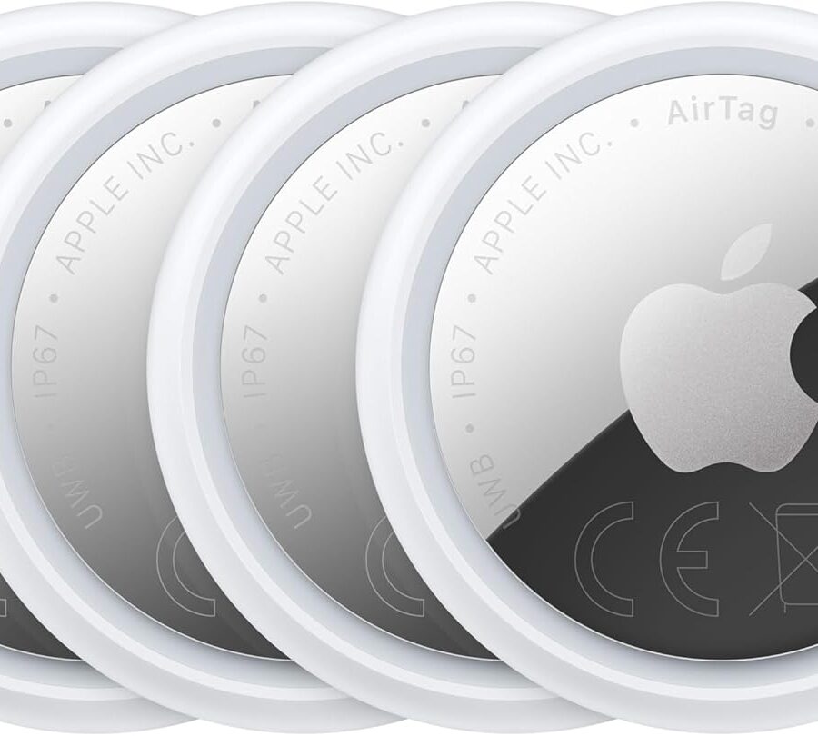 Apple AirTag 4 pack (2nd generation): Tracker for Keychain, Wallet and More; Locator with Sound; Simple One-Tap Setup with iPhone or iPad; Key Finder with up to 1.5x Precision Finding Range