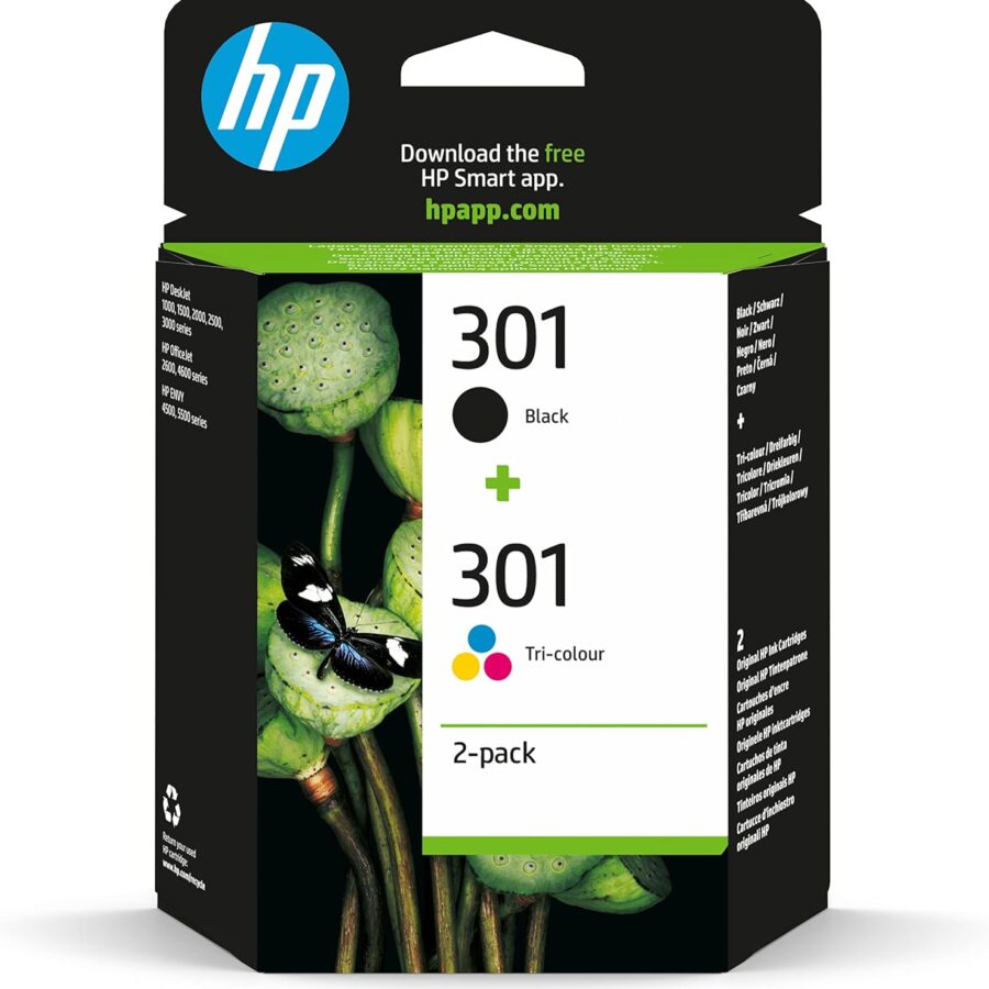 HP N9J72AE 301 Original Ink Cartridges, Black and Tri-Colour, Multipack