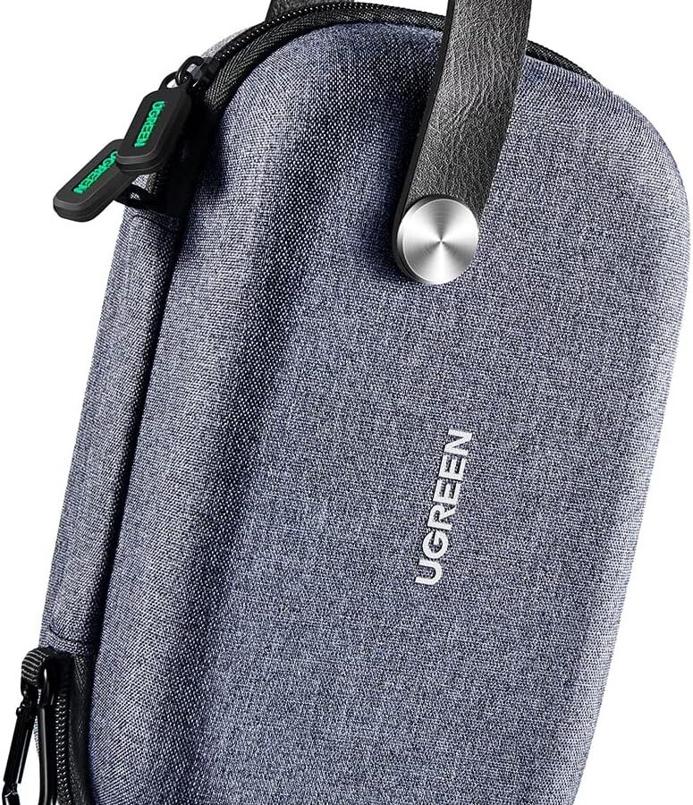 UGREEN Travel Accessories Bag, Portable Cable Organiser Travel Electronics Organiser Small Gadget Cable Bag Pouch, Hard Case for Charger Adapter Power Bank Hard Drive(Grey)
