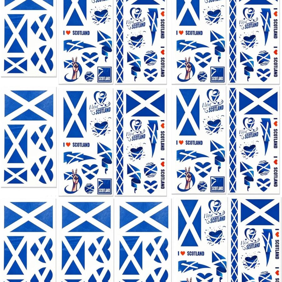 15Pcs Scotland Flag Temporary Tattoo Paper,2026 Scottish Football World Championship Face Tattoos Stickers,Football Scotland Flags Sticker Accessories,for St. Andrew's Day,Burns Night Decorations