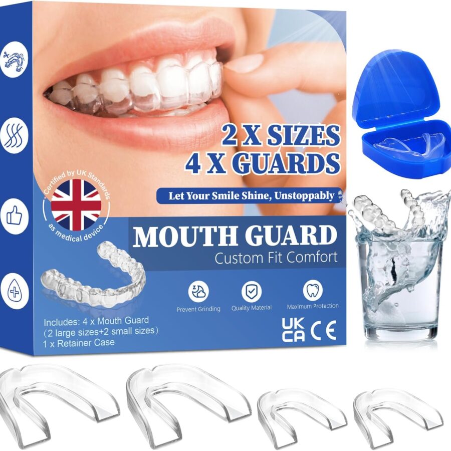 4 Pack Sleeping Mouth Guard for Clenching Teeth at Night, Stops Bruxism, Reusable Mouth Guards Grinding Teeth for Adults & Kids (with a Travel Cases)