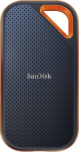 SANDISK Extreme PRO Portable SSD 4TB (up to 2000 MB/s read speeds, Powerful NVMe Solid State Performance, IP65 rated for dust and water resistance, 256-bit AES hardware encryption) Black