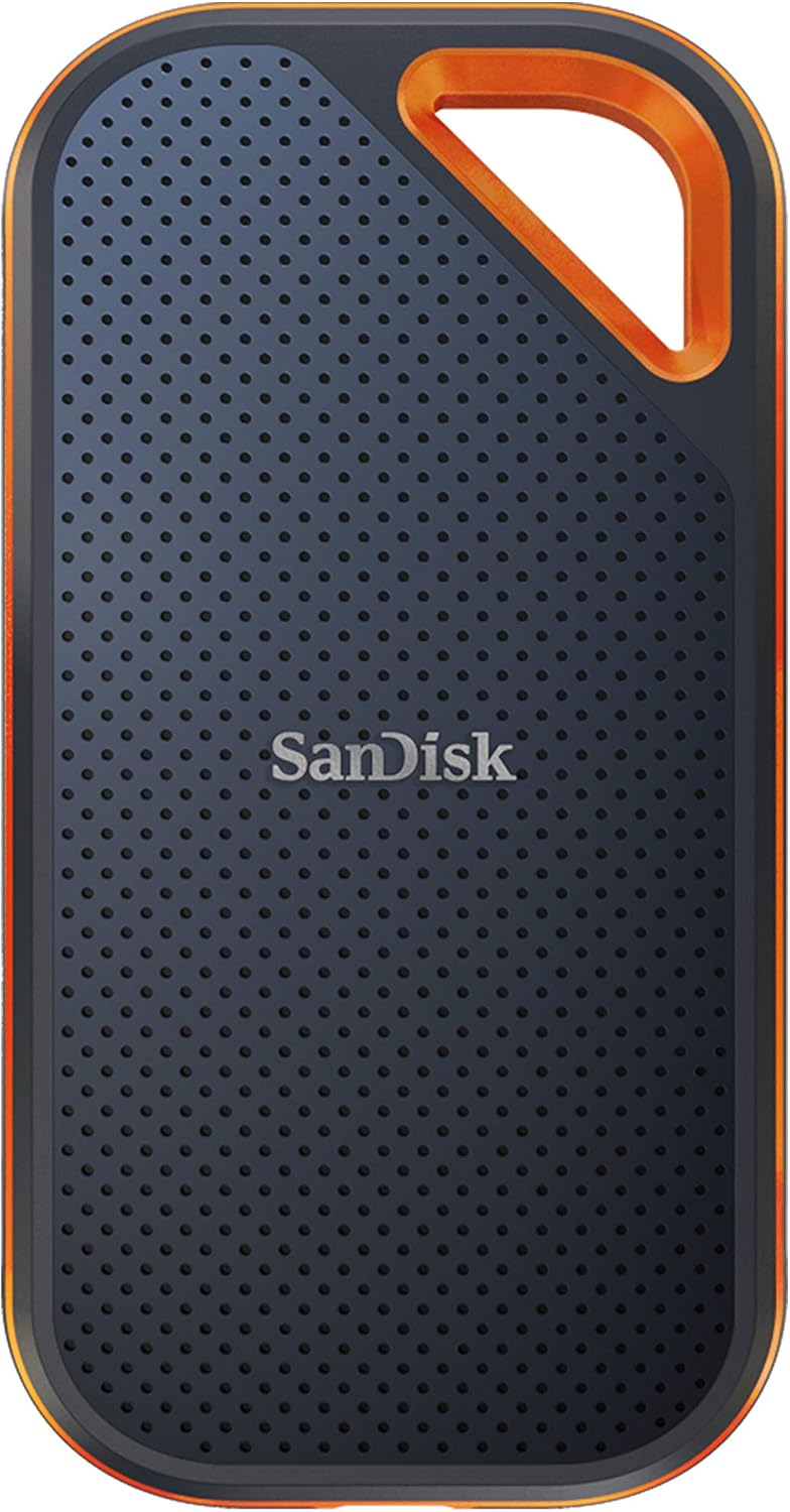 SANDISK Extreme PRO Portable SSD 4TB (up to 2000 MB/s read speeds, Powerful NVMe Solid State Performance, IP65 rated for dust and water resistance, 256-bit AES hardware encryption) Black