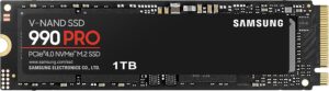 Samsung 990 PRO 1TB PCIe 4.0 (up to 7450 MB/s) NVMe M.2 (2280) Internal Solid State Drive (SSD) (MZ-V9P1T0BW)