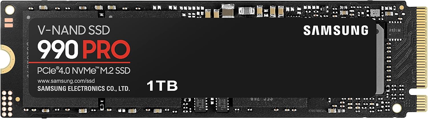Samsung 990 PRO 1TB PCIe 4.0 (up to 7450 MB/s) NVMe M.2 (2280) Internal Solid State Drive (SSD) (MZ-V9P1T0BW)